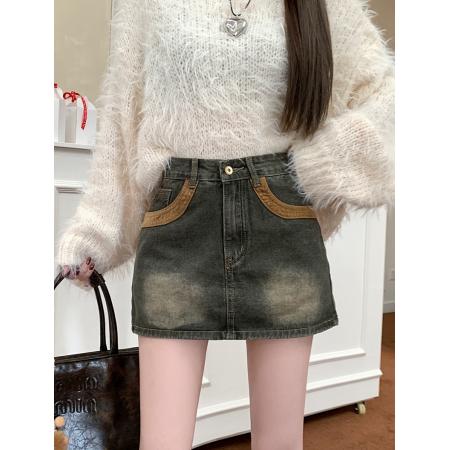 FA45176# 新款牛仔短裙女设计感防走光a字半身包臀裤裙子 服裝批發女裝批發服飾貨源