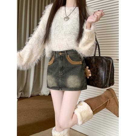 FA45176# 新款牛仔短裙女设计感防走光a字半身包臀裤裙子 服裝批發女裝批發服飾貨源