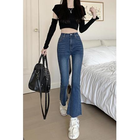 FA45179# 黑色微喇牛仔裤女早秋新款爆款高腰显瘦百搭小个子喇叭裤 服裝批發女裝批發服飾貨源