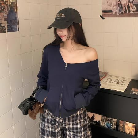 FA45184# 春秋新款时尚休闲百搭潮流连帽卫衣拉链外套女开衫上衣 服裝批發女裝批發服飾貨源