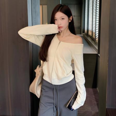 FA45184# 春秋新款时尚休闲百搭潮流连帽卫衣拉链外套女开衫上衣 服裝批發女裝批發服飾貨源