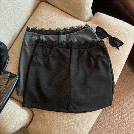 FA45188# 秋冬复古高腰蕾丝半身裙 服裝批發女裝批發服飾貨源