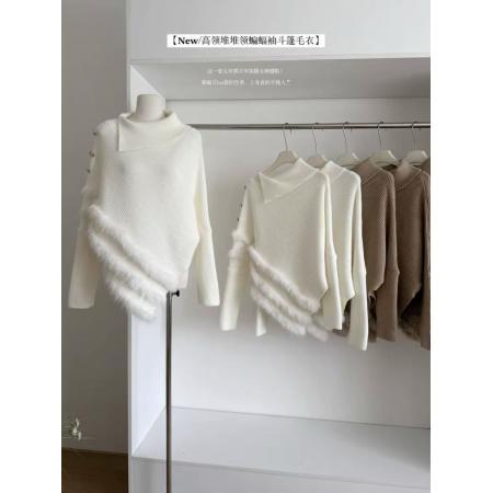 FA45212# 慵懒氛围感高领长袖毛衣女秋季新款休闲软糯气质宽松针织上衣 服裝批發女裝批發服飾貨源