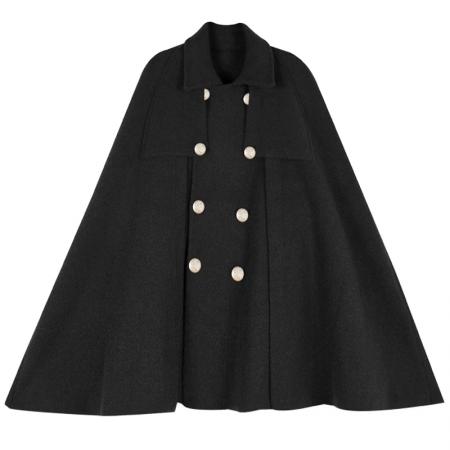FA45218# 赫本呢子中长款披风斗篷外套女秋冬装新款大码宽松小个子毛呢大衣 服裝批發女裝批發服飾貨源