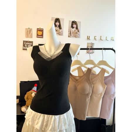 FA45234# 大码保暖背心塑形防外扩提拉带垫内衣内搭V领磨绒暖肤打底衫 服裝批發女裝批發服飾貨源