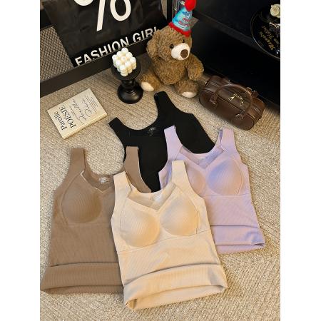 FA45234# 大码保暖背心塑形防外扩提拉带垫内衣内搭V领磨绒暖肤打底衫 服裝批發女裝批發服飾貨源