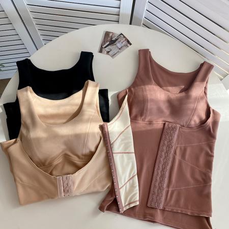 FA45235# 大码德绒收副乳聚拢保暖背心带排扣托胸收腹打底衫束腰背心女 服裝批發女裝批發服飾貨源