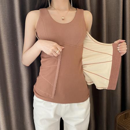 FA45238# 大码德绒收副乳聚拢保暖背心带排扣托胸收腹打底衫束腰背心女 服裝批發女裝批發服飾貨源