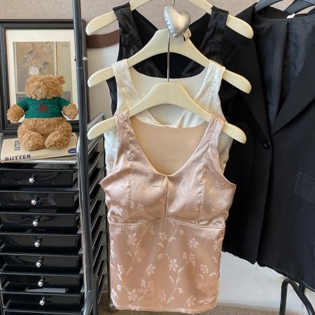 FA45239# 大码保暖内衣新中式轻奢仿缎磨绒带垫内衣弹力内搭长打底衫女 服裝批發女裝批發服飾貨源