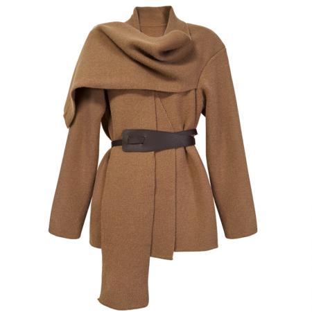 FA45252# 韩系气质松弛氛围感围巾领气质慵懒针织开衫外套短外套配腰带 服裝批發女裝批發服飾貨源