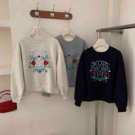 FA45253# 仿棉华棉复合-圆领卫衣女印花跨境 服裝批發女裝批發服飾貨源