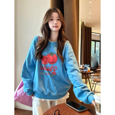 FA45261# 韩系穿搭趣味番图案卫衣女小众休闲宽松百搭上衣 服裝批發女裝批發服飾貨源