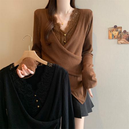 FA45285# 秋冬新款韩版时尚打底针织衫女装胖妹妹显瘦遮肉款长袖上衣 服裝批發女裝批發服飾貨源