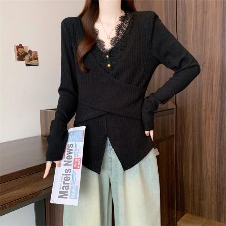 FA45285# 秋冬新款韩版时尚打底针织衫女装胖妹妹显瘦遮肉款长袖上衣 服裝批發女裝批發服飾貨源