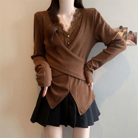 FA45285# 秋冬新款韩版时尚打底针织衫女装胖妹妹显瘦遮肉款长袖上衣 服裝批發女裝批發服飾貨源