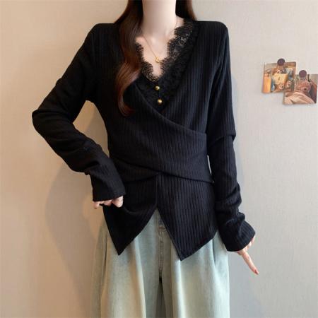 FA45285# 秋冬新款韩版时尚打底针织衫女装胖妹妹显瘦遮肉款长袖上衣 服裝批發女裝批發服飾貨源