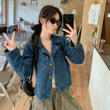 FA45292# 蓝调时刻私服复古做旧牛仔外套女早秋韩系小众上衣 服裝批發女裝批發服飾貨源