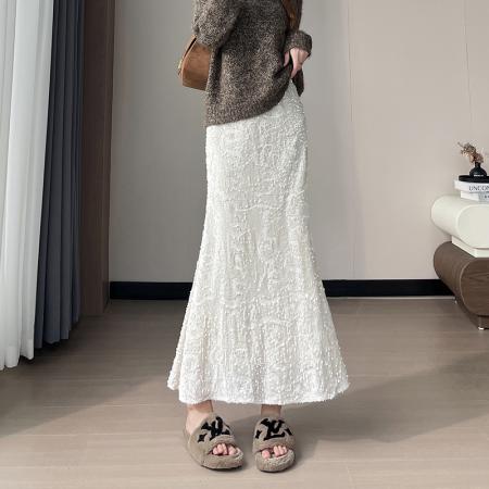 FA45296# 视频亮闪闪的丝绒亮片半身裙女高腰A字鱼尾裙包臀裙中长裙子 服裝批發女裝批發服飾貨源