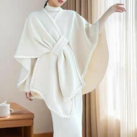 FA45303# 秋冬斗篷披肩保暖百搭中长款开衫旗袍外搭披风围巾厚羊绒 服裝批發女裝批發服飾貨源