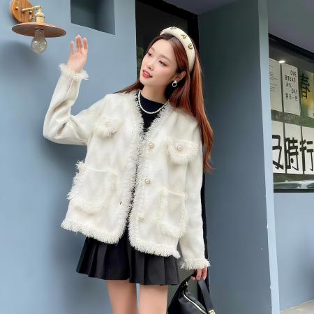 FA45309# 流苏小香风新款上衣外套法式气质名媛宽松高级百搭针织开衫短外套 服裝批發女裝批發服飾貨源