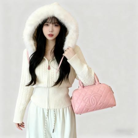 FA45312# 秋冬韩系新款温柔系气质毛领拉链麻花毛衣连帽针织长袖开衫女 服裝批發女裝批發服飾貨源