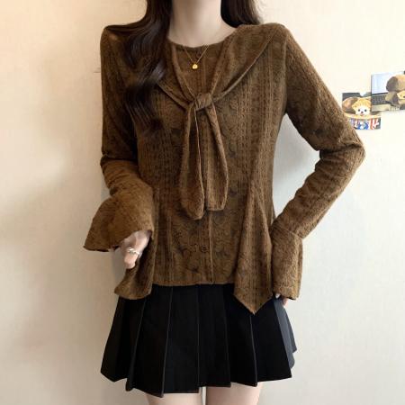 FA45315# 大码秋季新款时尚蕾丝收腰显瘦遮肉披肩两件套上衣女 服裝批發女裝批發服飾貨源