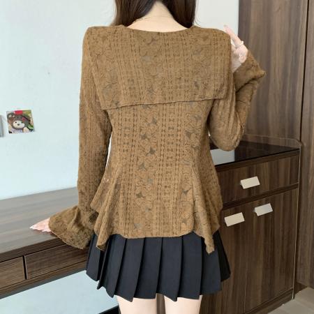 FA45315# 大码秋季新款时尚蕾丝收腰显瘦遮肉披肩两件套上衣女 服裝批發女裝批發服飾貨源