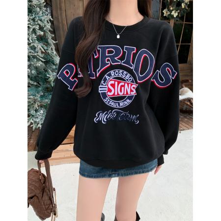 FA45326# 华棉复合-加绒-薄款卫衣女秋冬装重工贴布绣花 服裝批發女裝批發服飾貨源