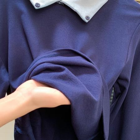 FA45330# 韩系风高级感Polo领抓毛长袖T恤女秋冬新百搭假两件撞色上衣 服裝批發女裝批發服飾貨源