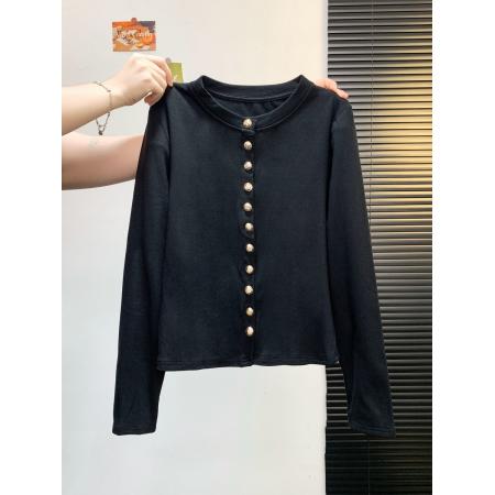 FA45331# 金属扣廓形外套/高级感长袖抓毛女显瘦T恤开衫秋 服裝批發女裝批發服飾貨源