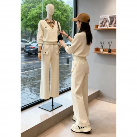 FA45335# 欧货高端加绒休闲运动套装女秋新款时尚设计感假两件卫衣两件套潮 服裝批發女裝批發服飾貨源