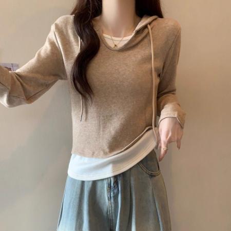 FA45383# 羊绒半开领条纹修身长袖T恤女秋季新款韩系显瘦设计感打底上衣 服裝批發女裝批發服飾貨源