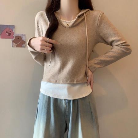 FA45383# 羊绒半开领条纹修身长袖T恤女秋季新款韩系显瘦设计感打底上衣 服裝批發女裝批發服飾貨源