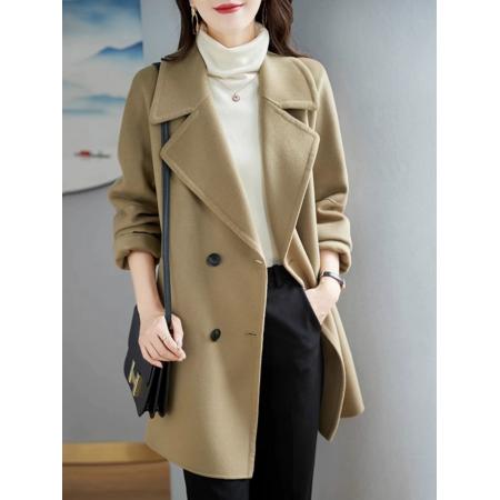 FA45393# 秋冬新款双面呢外套女装宽松大码洋气白色毛呢大衣气质中长款 服裝批發女裝批發服飾貨源