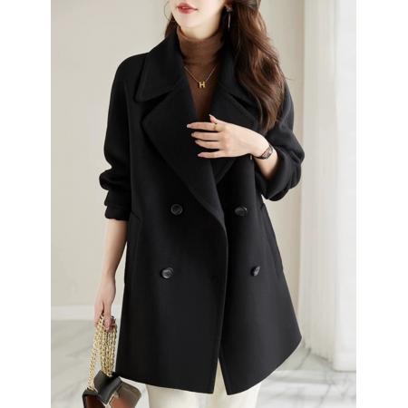 FA45393# 秋冬新款双面呢外套女装宽松大码洋气白色毛呢大衣气质中长款 服裝批發女裝批發服飾貨源