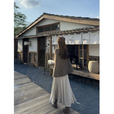 FA45396# 斗篷披肩外搭小香风外套长袖打底连衣裙套装 服裝批發女裝批發服飾貨源