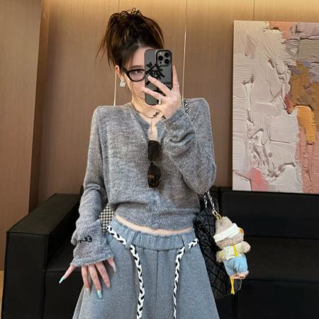 FA45397# 新款李秋季新款针织衫显瘦修身外套百搭上衣厚毛衣 服裝批發女裝批發服飾貨源