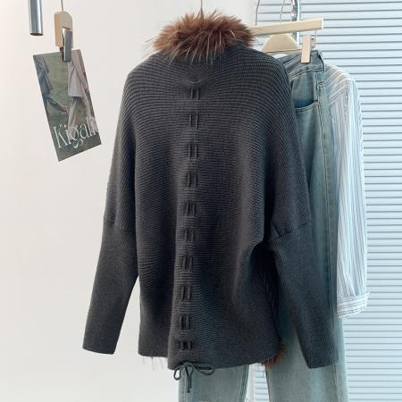 FA45399# 秋秋冬新款慵懒风毛领针织外套百搭复古宽松显瘦气质开衫毛衣 服裝批發女裝批發服飾貨源
