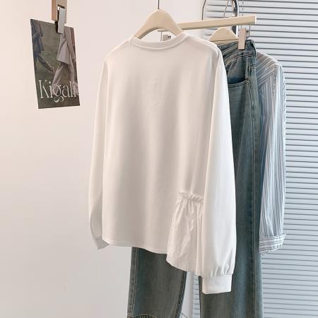 FA45401# 秋冬新款胖mm设计感洋气减龄百搭休闲大码卫衣T恤打底衫 服裝批發女裝批發服飾貨源