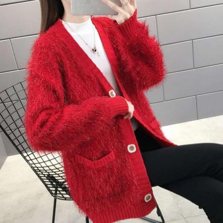 FA45411# 毛衣外套女开衫新款春季甜美日系中长款加厚流苏马海毛针织衫 服裝批發女裝批發服飾貨源