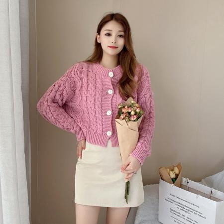 FA45416# 春季韩版慵懒温柔风个性设计麻花宽松长袖针织开衫上衣女装潮 服裝批發女裝批發服飾貨源