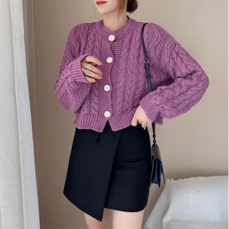 FA45416# 春季韩版慵懒温柔风个性设计麻花宽松长袖针织开衫上衣女装潮 服裝批發女裝批發服飾貨源