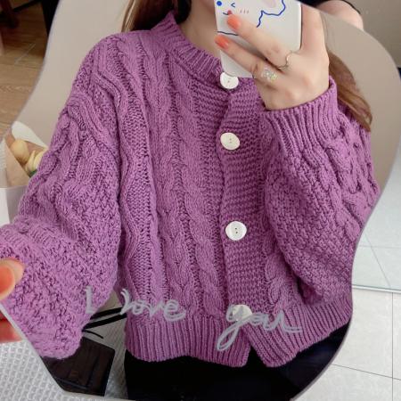 FA45416# 春季韩版慵懒温柔风个性设计麻花宽松长袖针织开衫上衣女装潮 服裝批發女裝批發服飾貨源