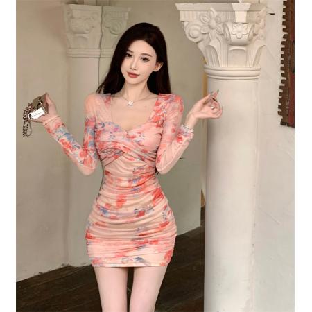 FA45423# 秋装新款性感修身显瘦褶皱吊带连衣裙 服裝批發女裝批發服飾貨源