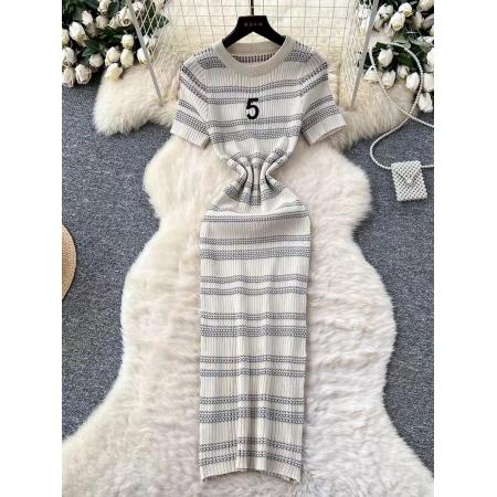 FA45430# 松弛感休闲穿搭女秋装一整套甜美刺绣立领长袖针织上衣高腰阔腿裤 服裝批發女裝批發服飾貨源