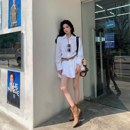FA45438# 调性的白衬衫情绪补给款自带比例衬衫裙