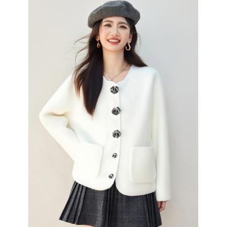 FA45542# 小香风重工浣熊绒毛衣外套女秋冬新款款针织开衫上衣 服裝批發女裝批發服飾貨源