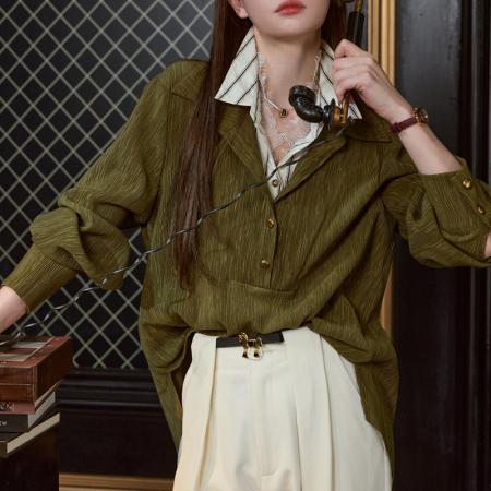 FA45546# 秋冬嫡长女衬衫蕾丝去掉了很普通!假三件设计感衬衫 服裝批發女裝批發服飾貨源