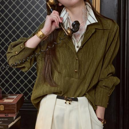 FA45546# 秋冬嫡长女衬衫蕾丝去掉了很普通!假三件设计感衬衫 服裝批發女裝批發服飾貨源