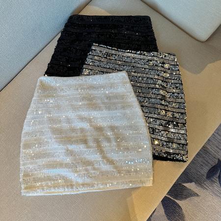 FA45560# 秋冬新款高腰丝绒亮片半身裙性感包臀辣妹短裙女 服裝批發女裝批發服飾貨源